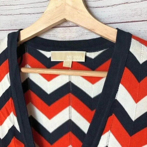 MICHAEL Michael Kors Fine Knit Chevron Cardigan xxs - Picture 4 of 5